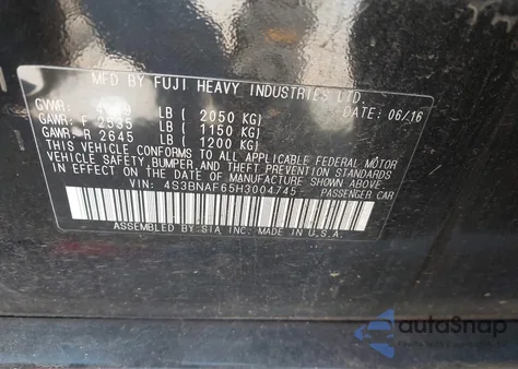 2017 Subaru Legacy 2.5I Premium из США, поврежденный, VIN 4S3BNAF65H3004745